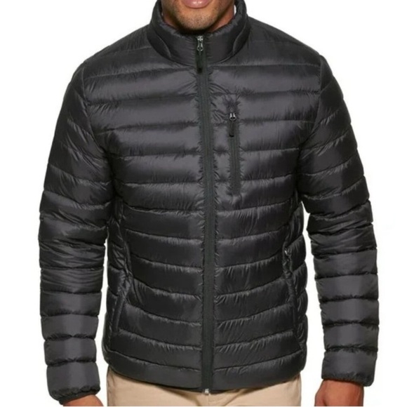 Club Room Mens’ Packable Down Puffer Jacket M Performance Full Zip Travel Black - Picture 2 of 7